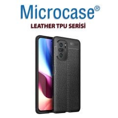 Microcase Xiaomi Poco F3 Leather Tpu Silikon Kılıf - Siyah