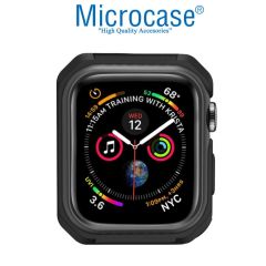 Microcase Apple Watch SE 44 mm Defender Seri Silikon Kılıf - Siyah