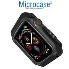 Microcase Apple Watch SE 44 mm Defender Seri Silikon Kılıf - Siyah