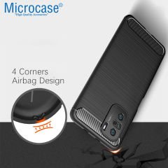 Microcase Xiaomi Poco F3 Brushed Carbon Fiber Silikon Kılıf - Siyah