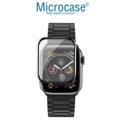 Microcase Apple Watch Seri 6 40 mm Tam Kaplayan Kavisli Ekran Koruyucu 3D Pet Film - Siyah