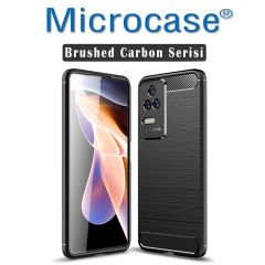 Microcase Xiaomi Poco F4 Brushed Carbon Fiber Silikon Kılıf - Siyah