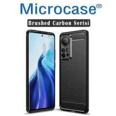 Microcase Xiaomi 12S Pro Brushed Carbon Fiber Silikon Kılıf - Siyah