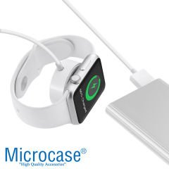 Microcase Apple Watch SE 44 mm için Manyetik Şarj Aygıtlı USB Kablo 1 Metre - Beyaz