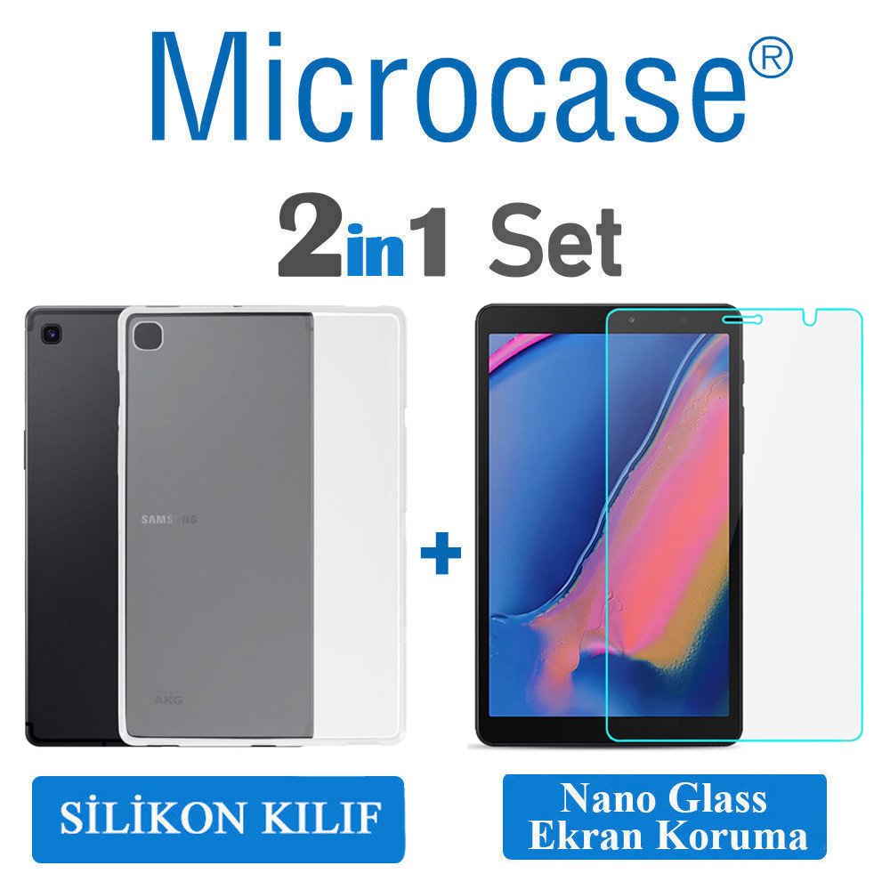 Microcase Samsung Galaxy Tab A 8.0 2019 T295 Silikon Soft Kılıf + Nano Esnek Ekran Koruma Filmi (SEÇENEKLİ)