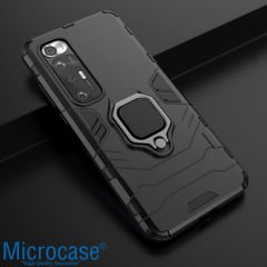 Microcase Xiaomi Mi 10S Batman Serisi Yüzük Standlı Armor Kılıf - Siyah