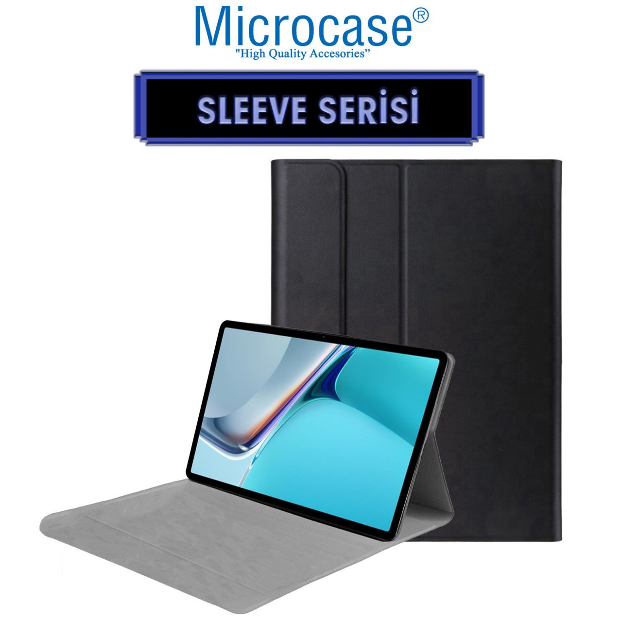 Microcase Huawei Matepad 11 2021 Sleeve Serisi Mıknatıs Kapaklı Standlı Suni Deri Kılıf - Siyah
