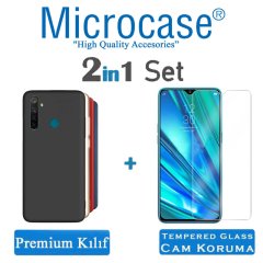 Microcase Realme 5 Pro Premium Matte Silikon Kılıf + Tempered Glass Cam Koruma