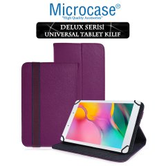 Microcase Samsung Galaxy Tab A 8.0 2019 T290 Delüx Serisi Universal Standlı Deri Kılıf - Mor