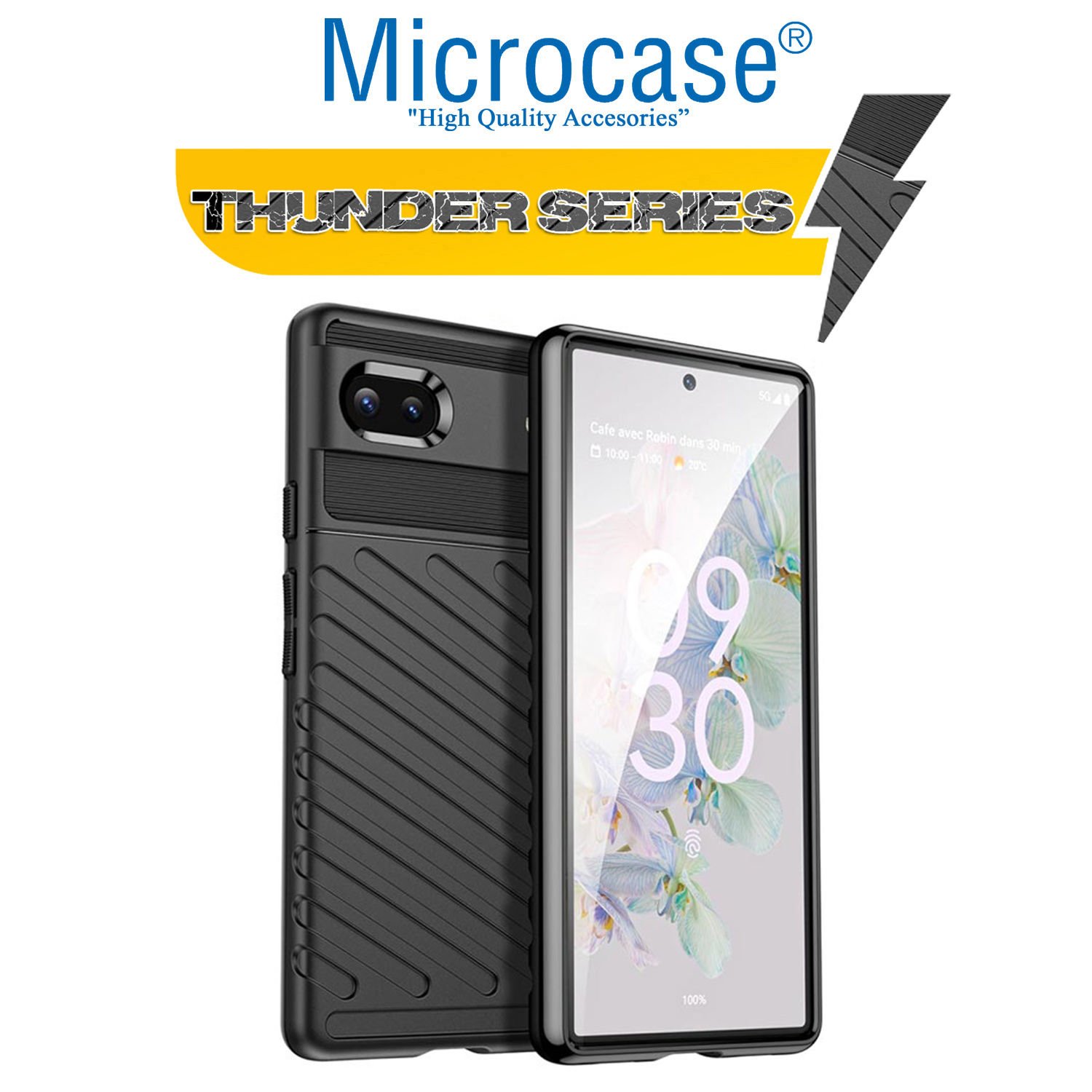 Microcase Google Pixel 6A Thunder Serisi Darbeye Dayanıklı Silikon Kılıf - Siyah