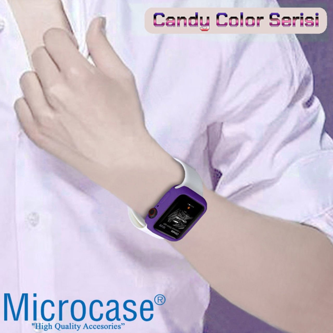 Microcase Apple Watch Seri 6 44mm Candy Color Seri Kılıf Lavanta MC1403