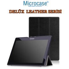 Microcase Lenovo Tab 2 A10-70 Delüx Leather Serisi Standlı Kılıf - Siyah