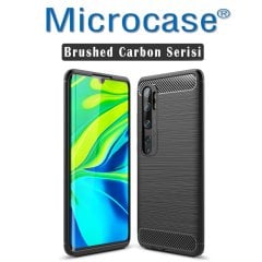 Microcase Xiaomi Mi Note 10 - Mi Note 10 Pro Brushed Carbon Fiber Silikon Kılıf - Siyah