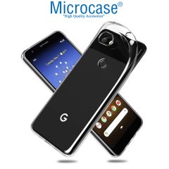 Microcase Google Pixel 3A Ultra İnce 0.2 mm Soft Silikon Kılıf + Tam Kaplayan Çerçeveli Cam