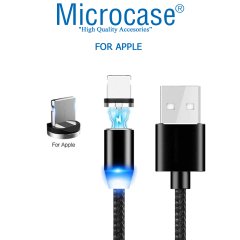 Microcase iPhone Lighting Manyetik Uçlu Mıknatıslı Şarj Kablosu 1 metre Siyah
