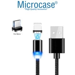 Microcase Micro Usb Manyetik Uçlu Mıknatıslı Şarj Kablosu 1 metre Siyah AL2531