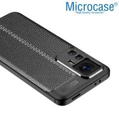 Microcase Xiaomi 12T / 12T Pro / Redmi K50 Ultra Leather Serisi Deri Efekt Silikon Kılıf - Siyah AL3337