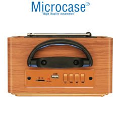 Microcase Ahşap Nostaljik Görünümlü Bluetooth Hoparlör USB-SD Card MP3 Çalar Radyo R-1937BT - AL3686
