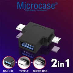 Microcase 2in1 USB 3.0 Hızlı Type C ve Micro USB OTG Adaptör - AL2616