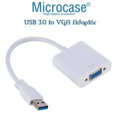 Microcase USB 3.0 To VGA Adaptör - 20 cm Beyaz (USB 3.0 ve USB 2.0 Destekler) - AL2619