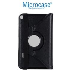 Microcase Huawei Mediapad T3 Wifi 360 Derece Döner Standlı Deri Kılıf - Siyah