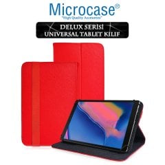 Microcase Samsung Galaxy Tab A 8 2019 P200 Delüx Serisi Universal Standlı Deri Kılıf - Kırmızı
