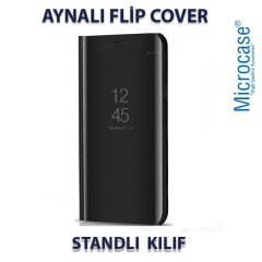Microcase OnePlus Nord Aynalı Kapak Clear View Flip Cover Mirror Kılıf - Siyah