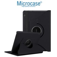 Microcase Huawei Mediapad T5 10.1 inch 360 Derece Döner Standlı Deri Kılıf - Siyah