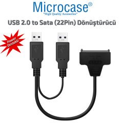 Microcase USB 2.0 to 2.5 inç Sata Power Destekli HDD SSD Çevirici Veri Aktarma Kablosu - AL2627