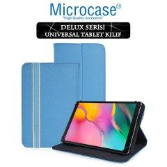Microcase Samsung Galaxy Tab A 10.1 2019 T510 Delüx Serisi Universal Standlı Deri Kılıf - Turkuaz + Tempered Glass Cam Koruma