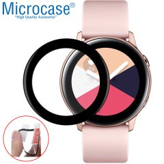 Microcase Samsung Galaxy Watch Active R500 Tam Kaplayan Kavisli Esnek Ekran Koruyucu Pet Film - Siyah
