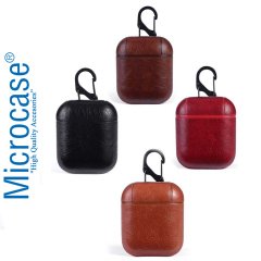 Microcase Airpods Kulaklık ve Şarj Ünitesi için Deri Kılıf