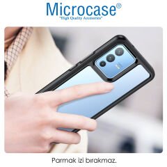 Microcase Vivo V23 5G Shield Serisi Darbeye Dayanıklı Köşe Korumalı Yarı Esnek Plastik TPU Kılıf - Füme