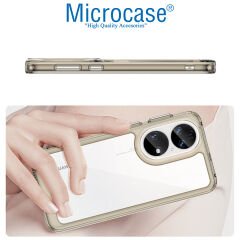 Microcase Huawei P50 Shield Serisi Darbeye Dayanıklı Köşe Korumalı Yarı Esnek Plastik TPU Kılıf - Füme