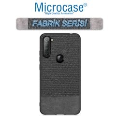 Microcase Xiaomi Redmi Note 8 Fabrik Serisi Kumaş ve Deri Desen Kılıf - Siyah