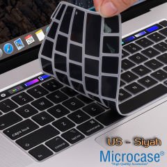 Microcase Macbook Air 13 Touch ID A2179 Silikon Klavye Koruması US Siyah