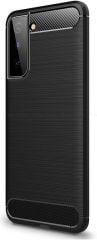 Microcase Samsung Galaxy S21 FE Brushed Carbon Fiber Silikon Kılıf - Siyah AL3332