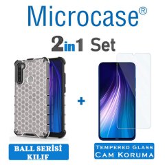 Microcase Xiaomi Redmi Note 8 Ball Serisi Sert Tpu Kılıf - Şeffaf + Tempered Glass Cam Koruma