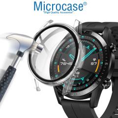 Microcase Huawei Watch GT2 42 mm Ekran Korumalı Sert Rubber Kılıf - Gri Metalik