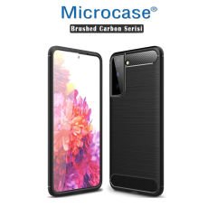 Microcase Samsung Galaxy S21 Brushed Carbon Fiber Silikon Kılıf - Siyah