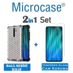 Microcase Xiaomi Redmi Note 8 Pro Ball Serisi Sert Tpu Kılıf - Şeffaf + Tempered Glass Cam Koruma
