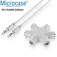 Microcase 5 Çıkışlı Kulaklık Ses Çoklayıcı Adaptör 5in1 Beyaz - AL2617