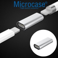 Microcase Apple iPad Pencil için Lightning Çevirici Adaptör Gümüş