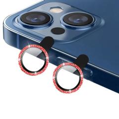 Microcase iPhone 13 Elmas Taş Lens Koruma Halkası -Kırmızı AL2775