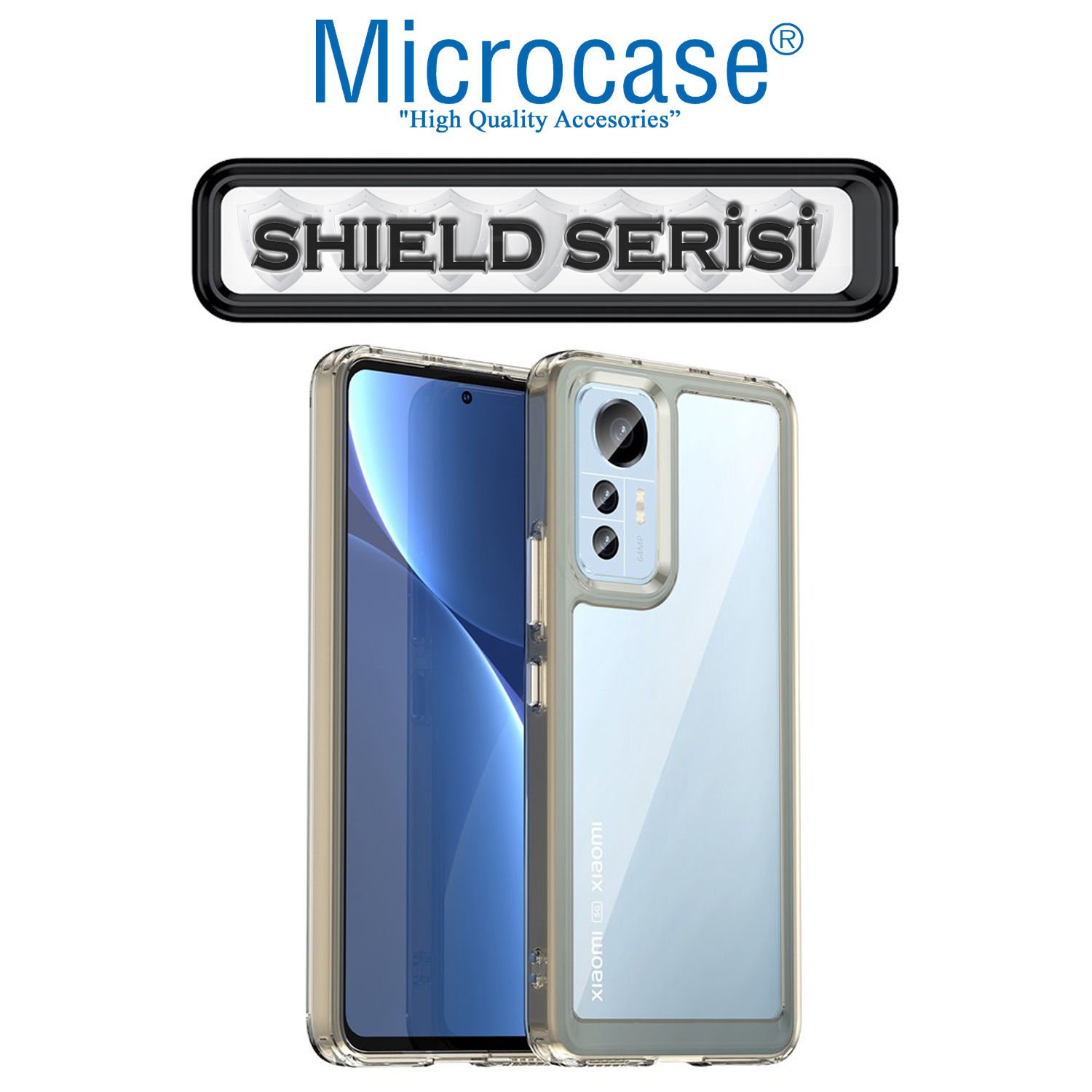 Microcase Xiaomi 12S Shield Serisi Darbeye Dayanıklı Köşe Korumalı Yarı Esnek Plastik TPU Kılıf - Füme