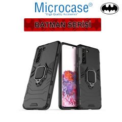 Microcase Samsung Galaxy S21 Plus Batman Serisi Yüzük Standlı Armor Kılıf - Siyah