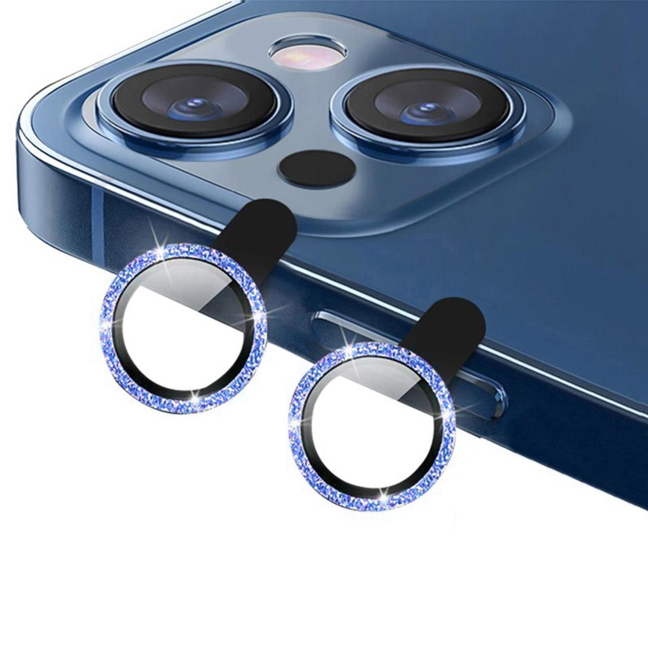 Microcase iPhone 13 mini Elmas Taş Lens Koruma Halkası - Mavi AL2775