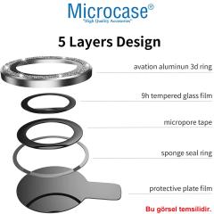 Microcase iPhone 13 mini Elmas Taş Lens Koruma Halkası - Mavi AL2775