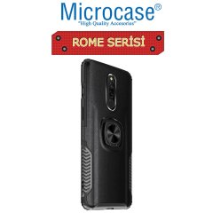 Microcase Xiaomi Redmi 8 Rome Serisi Yüzük Standlı Armor Kılıf - Siyah