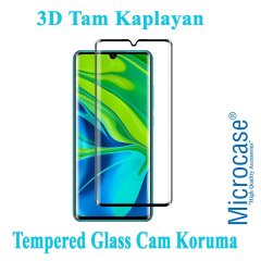 Microcase Xiaomi Mi Note 10 - Note 10 Pro 3D Curved FULL GLUE Tam Kaplayan Tempered Glass Cam Koruma - Siyah